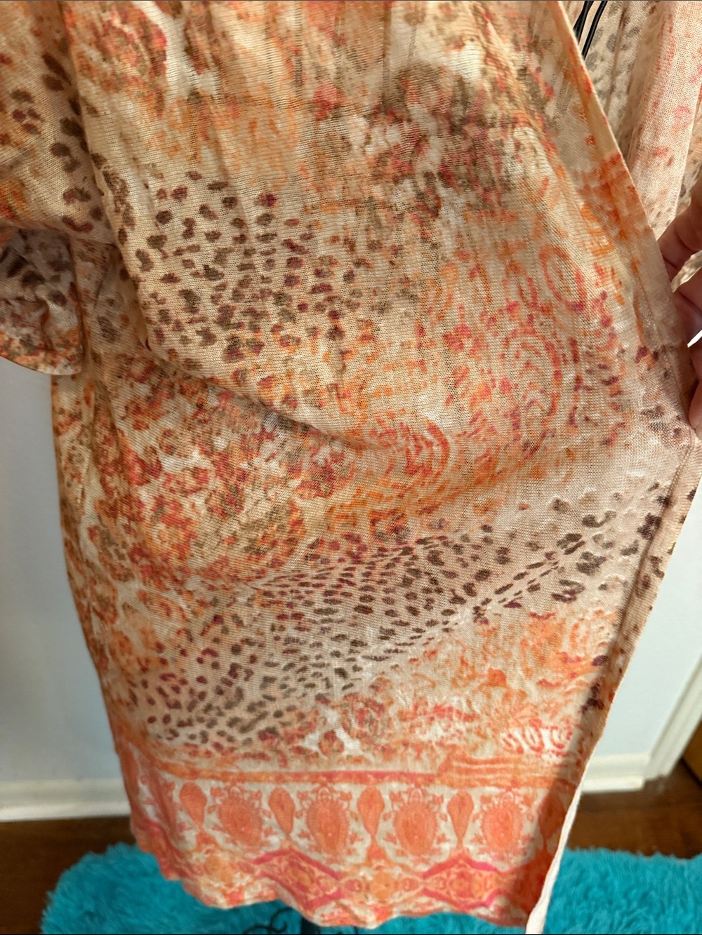 🤩🤩🤩BOGOHO🤩🤩🤩Chicos Lightweight Lace Kimono Cardigan in Peach and Cream-3 - Picture 4 of 10